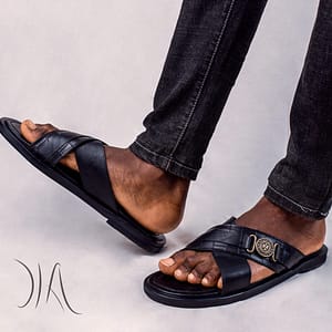 Leather Criss-Cross Pams (Black by Dia)
