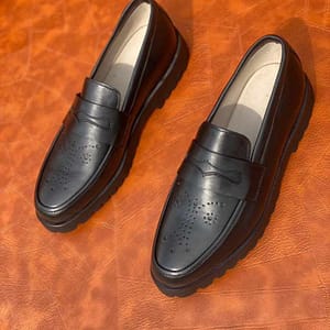 Black Loafers Leather Shoe