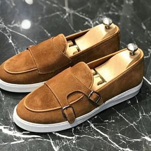 Light Brown Buckle Suede Canvas-Shoe