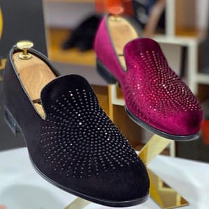 Stone Bead Designers Suede Loafers Shoe (by McDumbi)