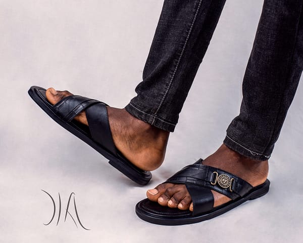 Leather Criss-Cross Pams (Black by Dia)