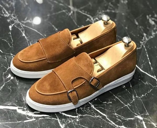 Light Brown Buckle Suede Canvas-Shoe