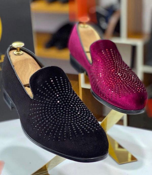 Stone Bead Designers Suede Loafers Shoe (by McDumbi)