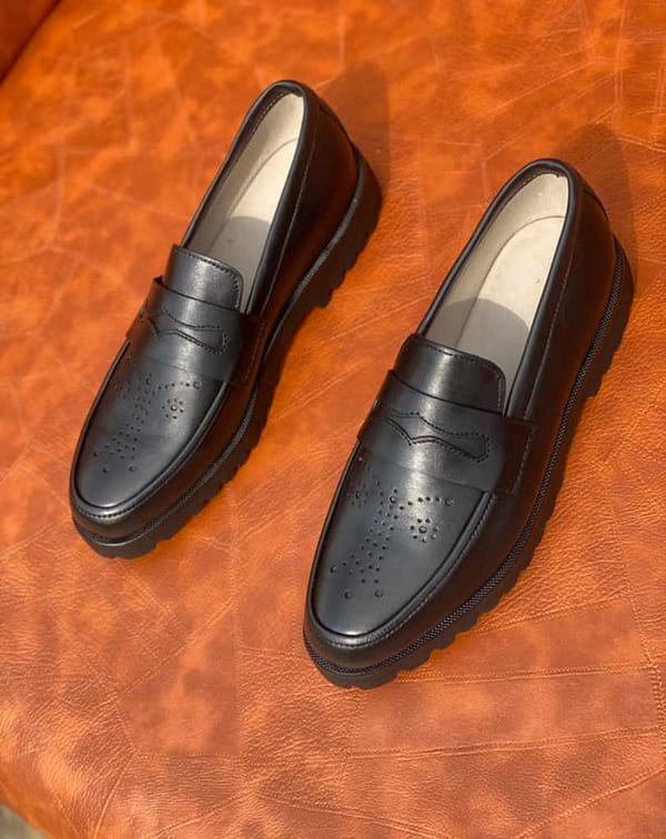 Black Loafers Leather Shoe